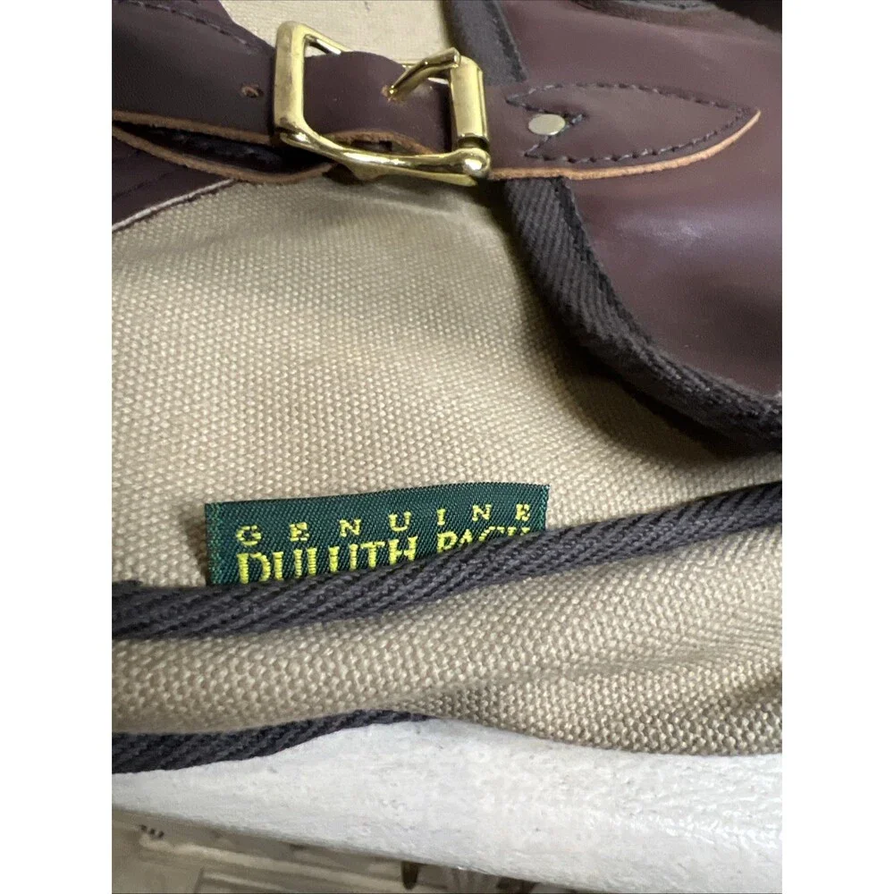 Duluth Pack Khaki Brown Leather Trim Messenger Book Bag Work Bag Travel Bag